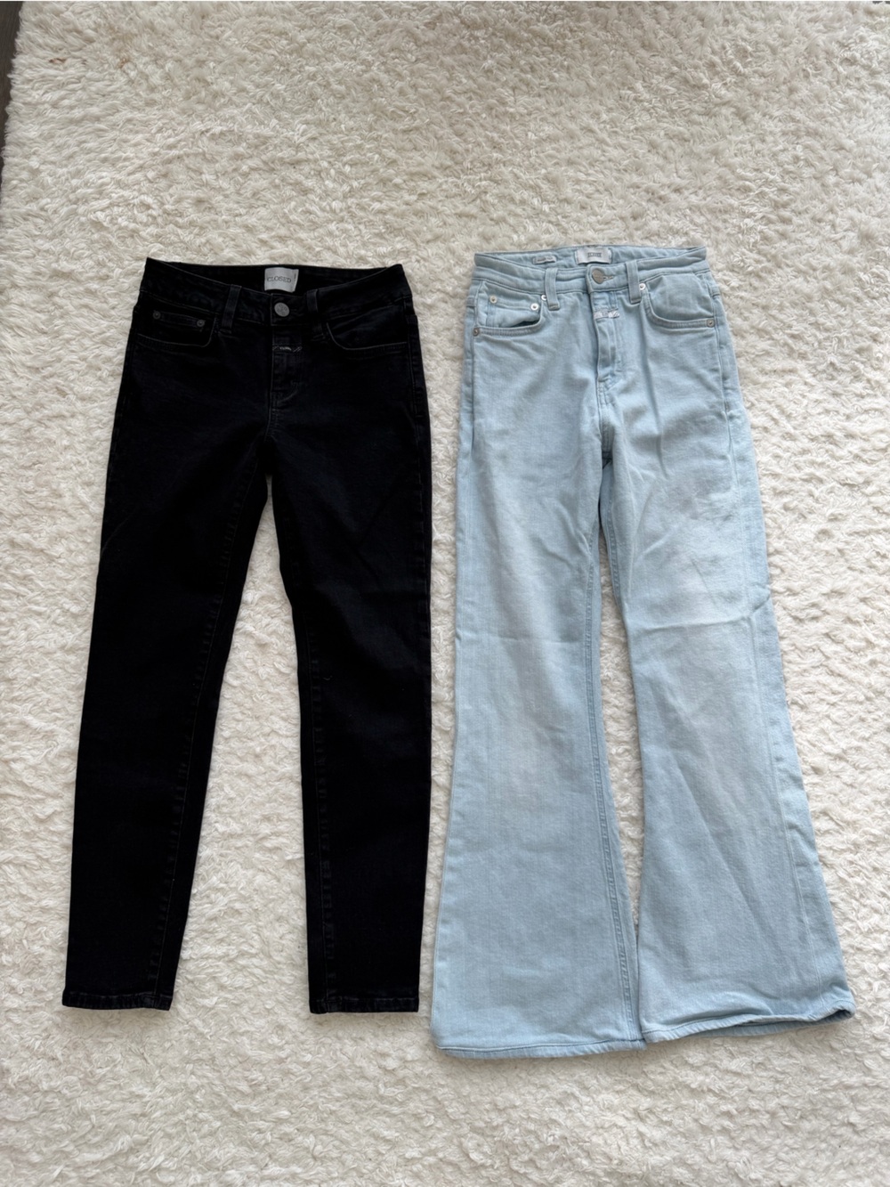 Child Black and Light Blue Denim Jeans. Size 24 
2 styles Flare and Skinny
